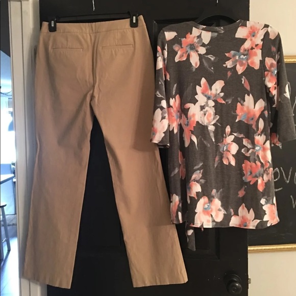Talbots size 8 khakis and boutique blouse Lot of 2 - Picture 5 of 7